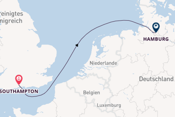 Kreuzfahrt mit Queen Mary 2 von Southampton nach Hamburg