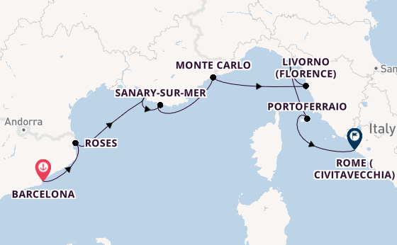 Western Mediterranean from Barcelona, Spain with the Azamara Onward