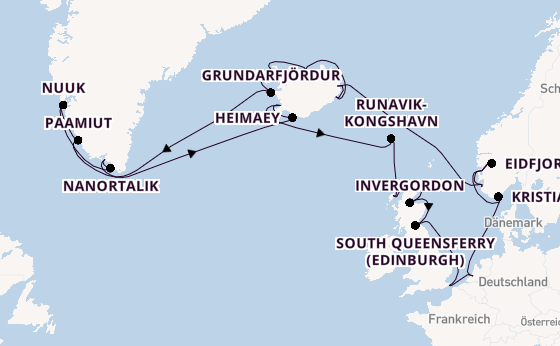 Arktis ab London/Dover, Großbritannien auf der Nieuw Statendam