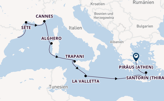 Mittelmeer ab Barcelona, Spanien auf der Silver Ray