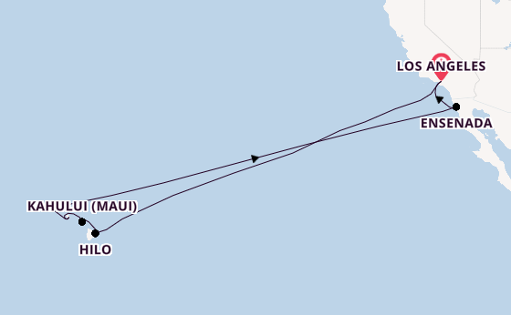 Hawaii from Los Angeles, California, USA with the Emerald Princess