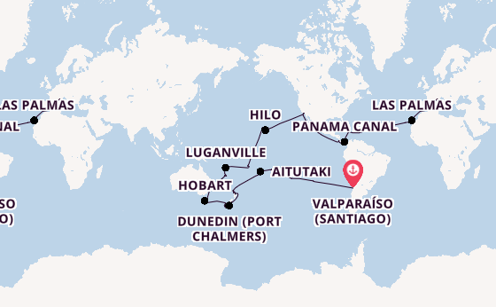Round-the-World Trip from Valparaíso (Santiago), Chile with the MSC Magnifica