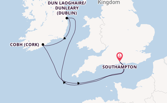 British Isles from Southampton, England with the Borealis