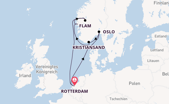 Norwegen ab Rotterdam, Niederlande auf der Rotterdam