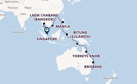 South East Asia from Sydney, Australia with the Queen Anne