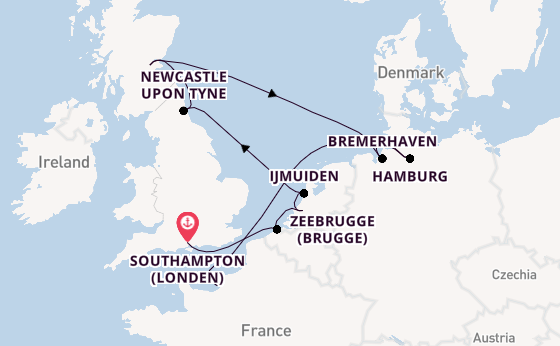 Verenigd Koninkrijk vanaf Southampton (Londen), Engeland met de Marina