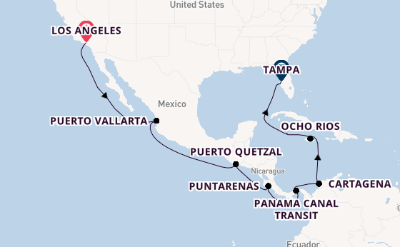 Central America from Los Angeles, California with the Celebrity Summit