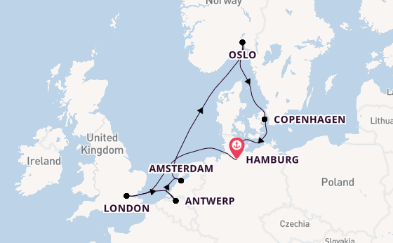 England from Hamburg, Germany with the HANSEATIC nature