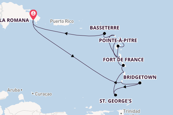 Südliche Karibik ab La Romana, Dominikanische Republik auf der Mein Schiff 4