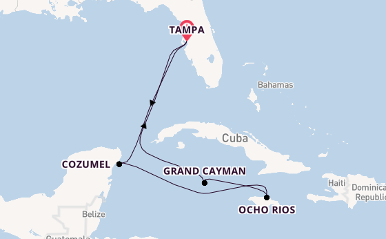 Western Caribbean from Tampa, Florida, USA with the Carnival Legend