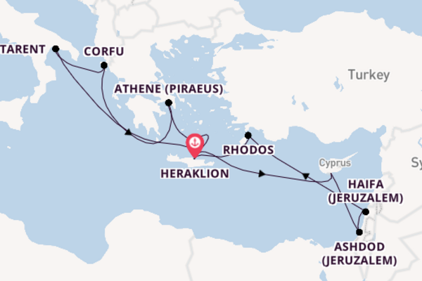 Middellandse Zee vanaf Heraklion met de Mein Schiff 5