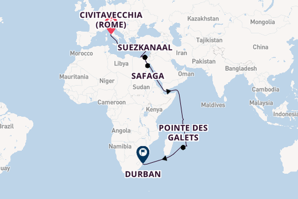 Middellandse Zee vanaf Civitavecchia (Rome), Italië met de MSC Sinfonia
