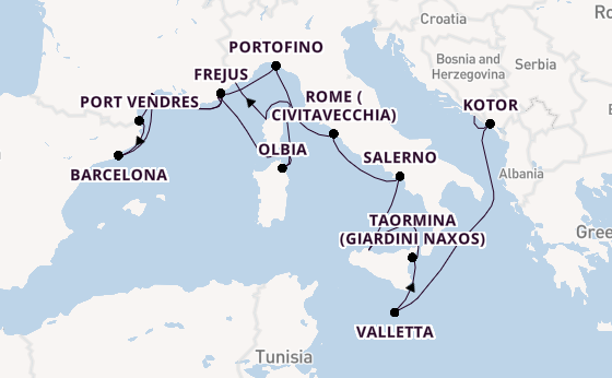 Western Mediterranean from Dubrovnik, Croatia with the Seabourn Ovation 