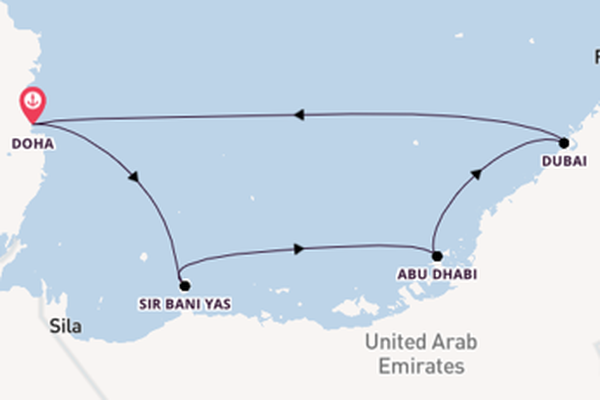 Perzische Golf vanaf Doha, Qatar met de Mein Schiff 5