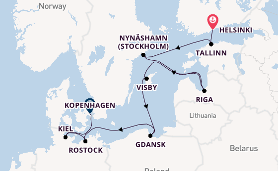 Oostzee vanaf Helsinki, Finland met de Norwegian Jewel