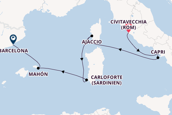 Westliches Mittelmeer ab Civitavecchia (Rom), Italien auf der EXPLORA II