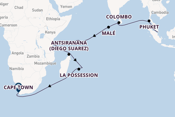 India and Indian Ocean from Singapore, Singapore with the Seabourn Quest
