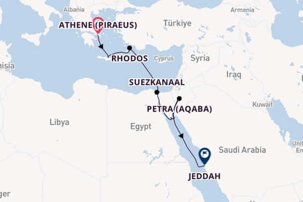 Oostelijke Middellandse Zee vanaf Athene (Piraeus), Griekenland met de EXPLORA I