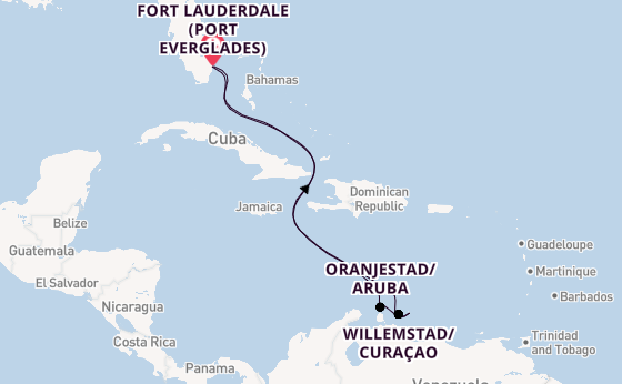 Southern Caribbean from Fort Lauderdale (Port Everglades), Florida, USA with the Regal Princess