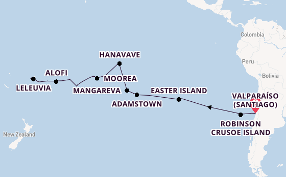French Polynesia from Valparaíso (Santiago), Chile with the Silver Cloud