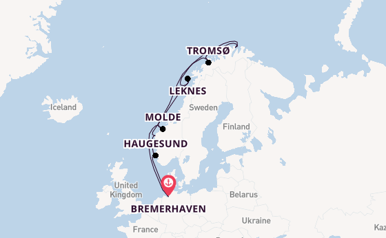 Noorwegen vanaf Bremerhaven, Duitsland met de Mein Schiff 3