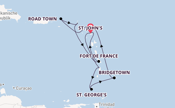 Südliche Karibik ab St. John's, Antigua und Barbuda auf der Iona
