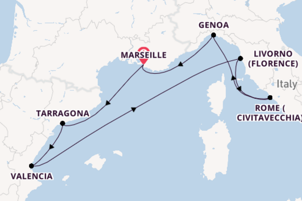 Western Mediterranean from Marseille, France with the MSC Splendida