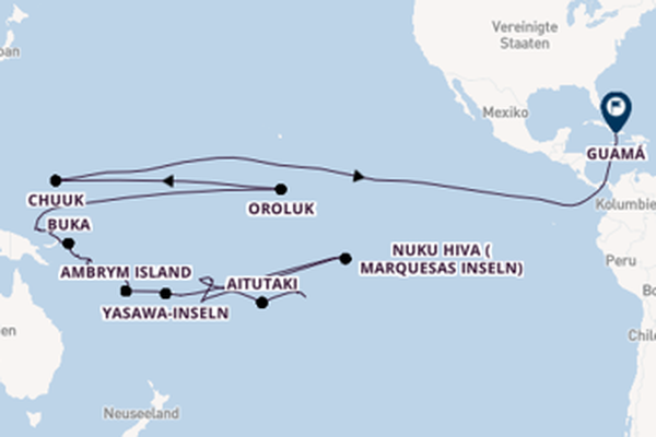 31-tägige Kreuzfahrt von Papeete (Tahiti) nach Guamá