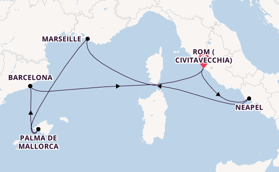Westliches Mittelmeer ab Civitavecchia (Rom), Italien auf der Legend of the Seas