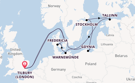 15 day cruise with the Ambience to Tilbury (London)