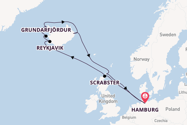 Arctica vanaf Hamburg, Duitsland met de Costa Favolosa