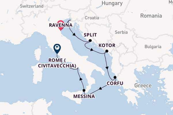 Mediterranean Sea from Ravenna, Italy with the Norwegian Gem