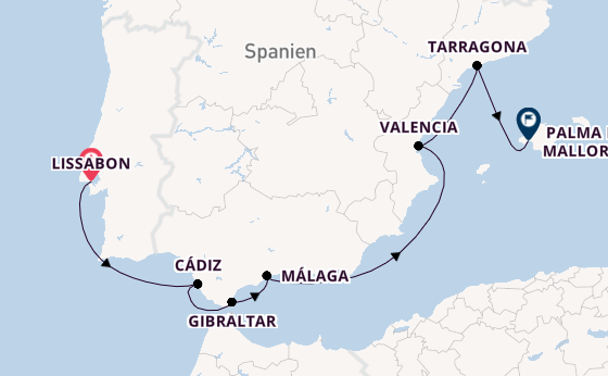 Westliches Mittelmeer ab Lissabon, Portugal auf AIDAsol