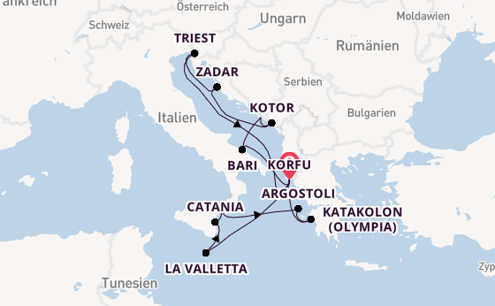 Mittelmeer ab Korfu auf AIDAblu