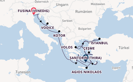 Östliches Mittelmeer ab Fusina (Venedig) auf der Seabourn Ovation