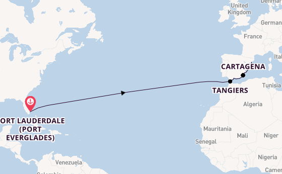 Transatlantic from Fort Lauderdale (Port Everglades), Florida, USA with the Oosterdam