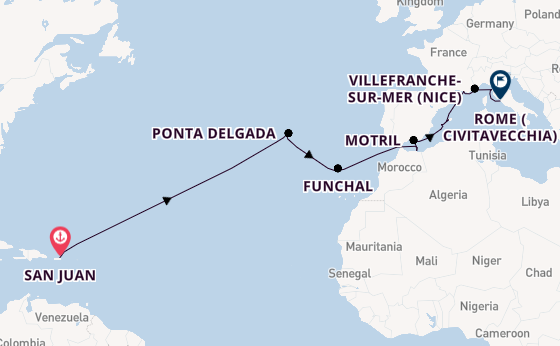 Mediterranean Sea from San Juan, Puerto Rico with the Norwegian Prima