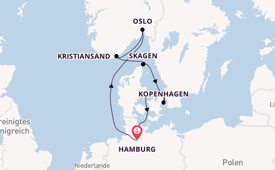 Norwegen ab Hamburg auf AIDAnova