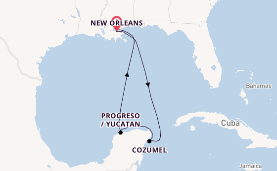 Western Caribbean from New Orleans, Louisiana, USA with the Carnival Dream