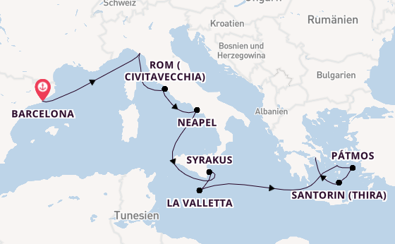 Mittelmeer ab Barcelona, Spanien auf der EXPLORA II