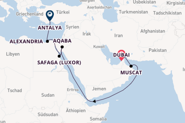 Spannende Kreuzfahrt über Suezkanal Passage ab Dubai