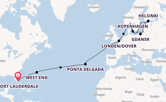 trans-Atlantisch vanaf Fort Lauderdale, Verenigde Staten met de Caribbean Princess
