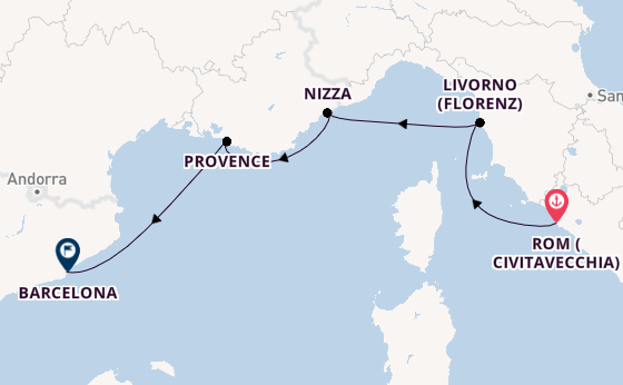Westliches Mittelmeer ab Civitavecchia (Rom), Italien auf der Azamara Journey