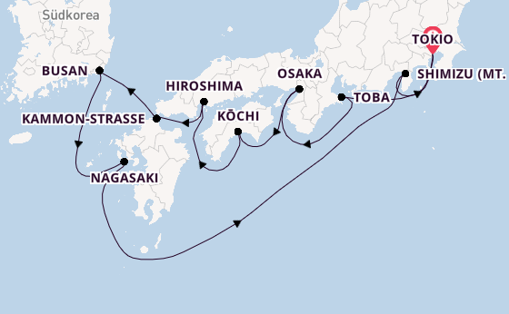 Japan ab Deutschland auf der Diamond Princess
