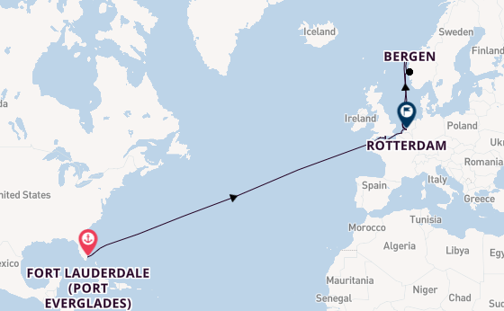 Transatlantic from Fort Lauderdale (Port Everglades), Florida with the Rotterdam