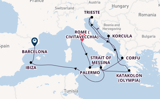Mediterranean from Rome (Civitavecchia), Italy with the Queen Elizabeth
