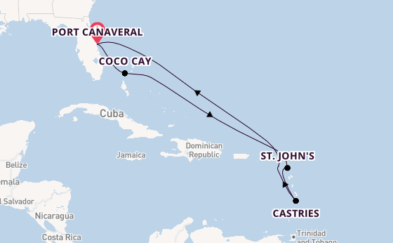 Caribbean from Port Canaveral, Florida, USA with the Adventure of the Seas