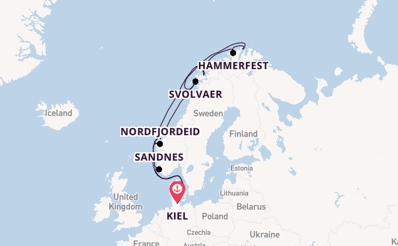 Noorwegen vanaf Kiel, Duitsland met de VASCO DA GAMA