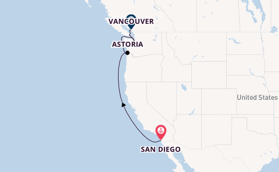 Amerikaanse Westkust vanaf San Diego, Verenigde Staten met de Serenade of the Seas