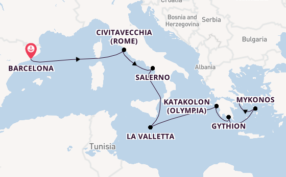 Middellandse Zee vanaf Barcelona, Spanje met de Allura